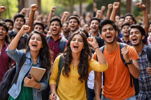 Young people at a college campus or youth forum